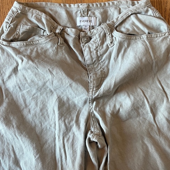 Evereve 27 Sundae Wide Leg Taupe Linen Pant with Slit at Ankle - Picture 4 of 9